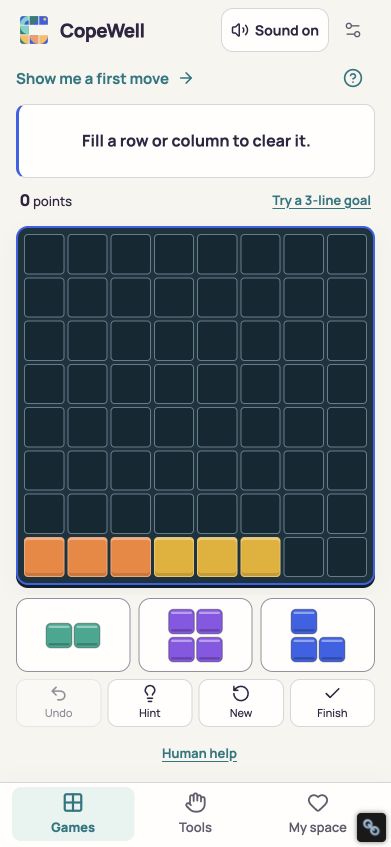 CopeWell opens to Blocks with Games, Tools, and My space always available